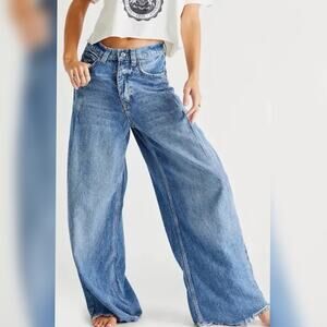 Free People Blue Wide Leg Jeans
